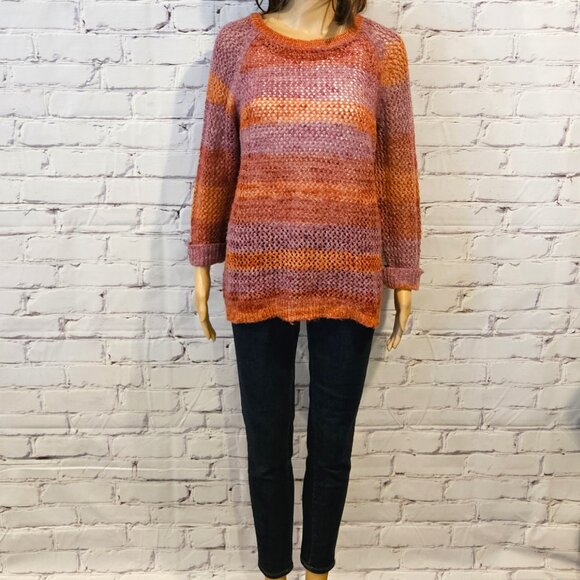CLEO - Beautiful open knit sweater (burnt orange/raspberry with gold threading) - Picture 7 of 9